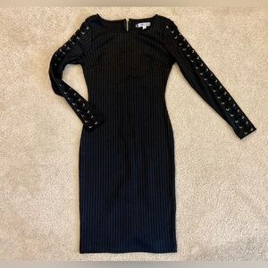 Jennifer Lopez Black & Gold Long Sleeve Bodycon Ribbed Dress | Women | Size 4
